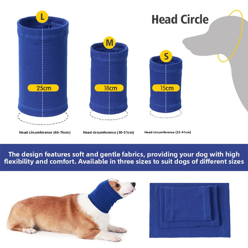 Soft elastic dog ear cover snoods in blue and grey