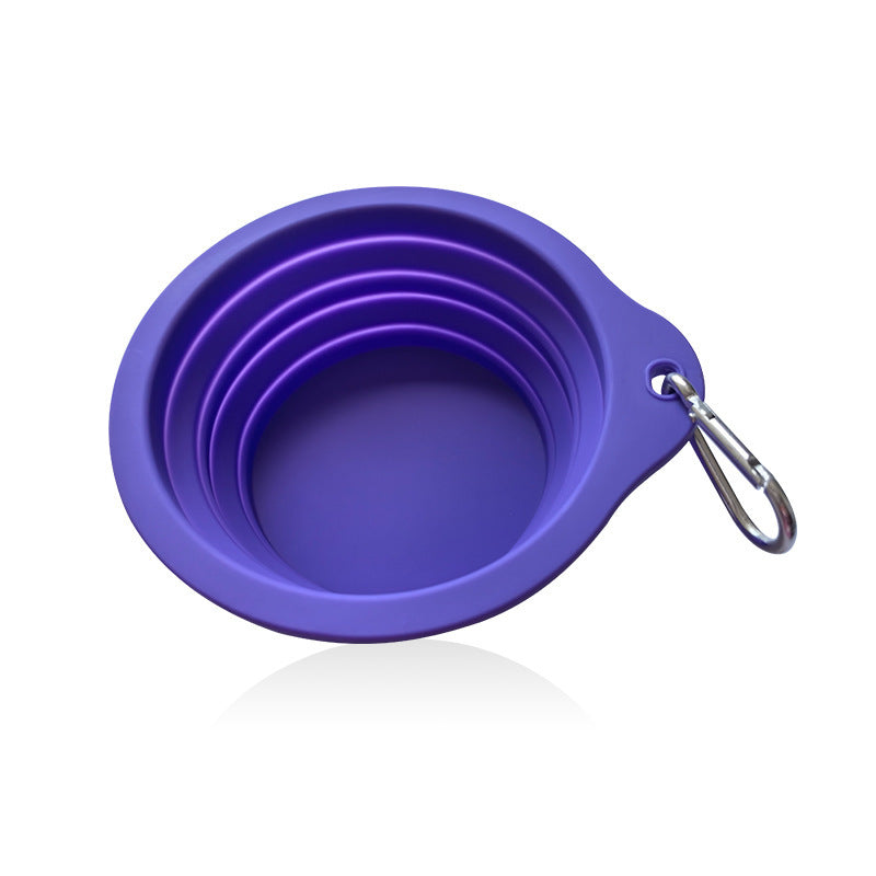 Outdoor Portable Folding Silicone Pet Bowl with Carabiner, 350ml and 650ml Sizes