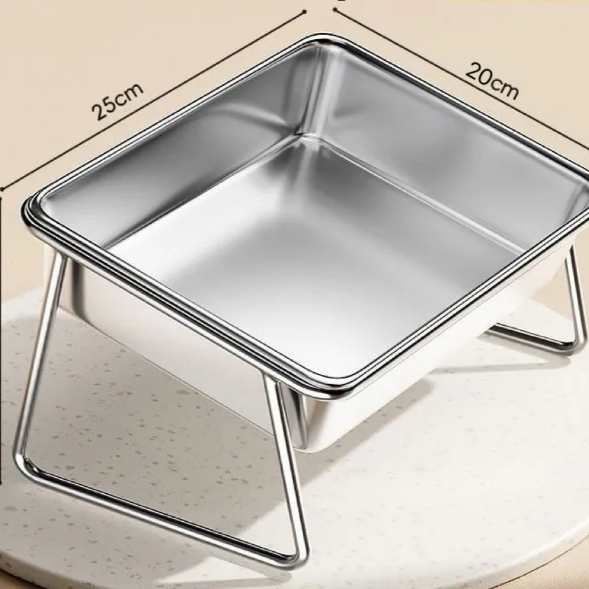 Elevated Double Dog Bowl in 304 Stainless Steel, Anti-Spill Non-Slip Feeder for Large Dogs