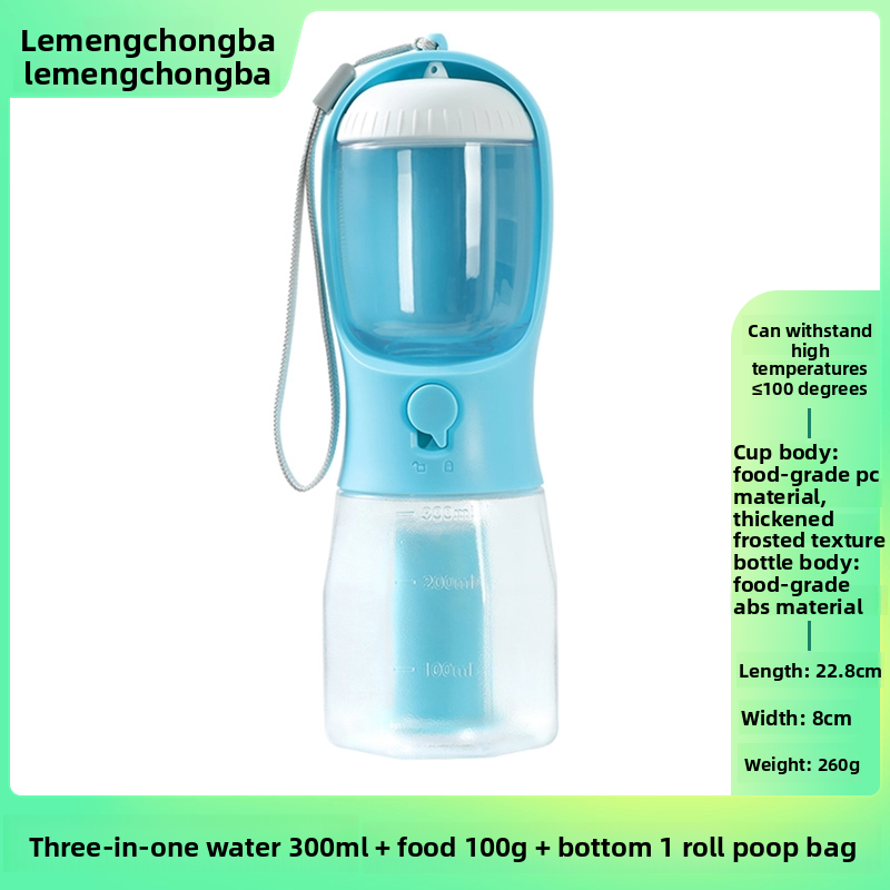 2-in-1 Portable Pet Water Bottle and Food Container for Walks, Leak-Proof Design