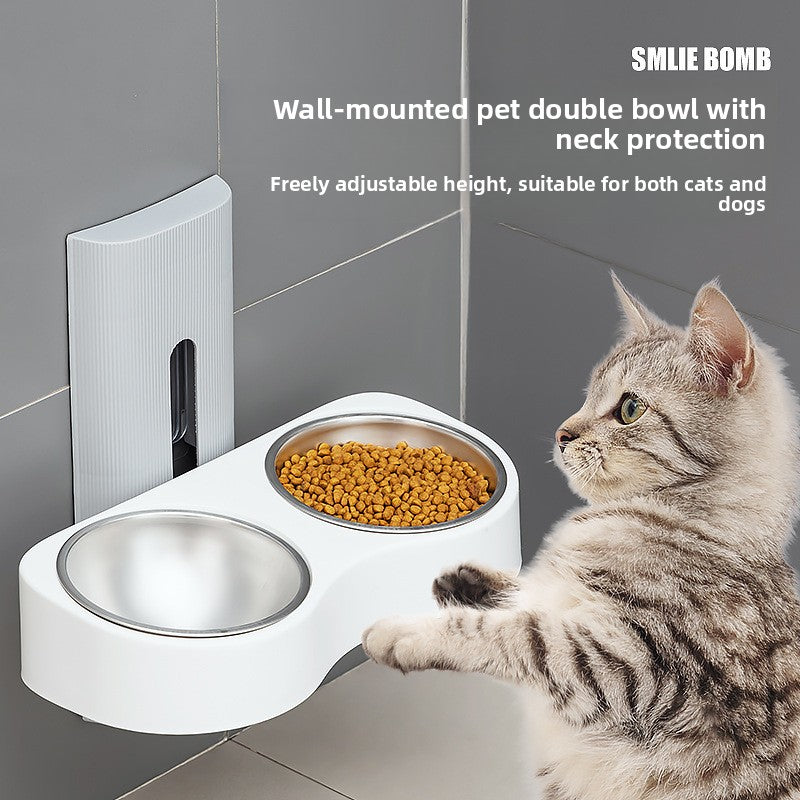 Adjustable Height Ceramic Pet Food Bowl for Cats and Dogs in Blue and Pink, Brown or Grey