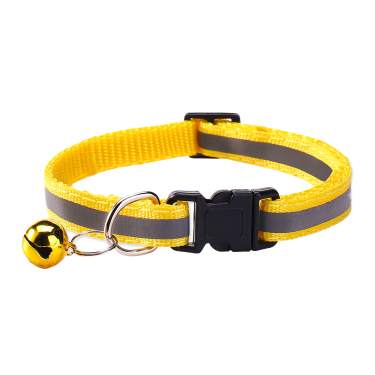 Lightweight reflective cat collars laid out in fourteen bright colours