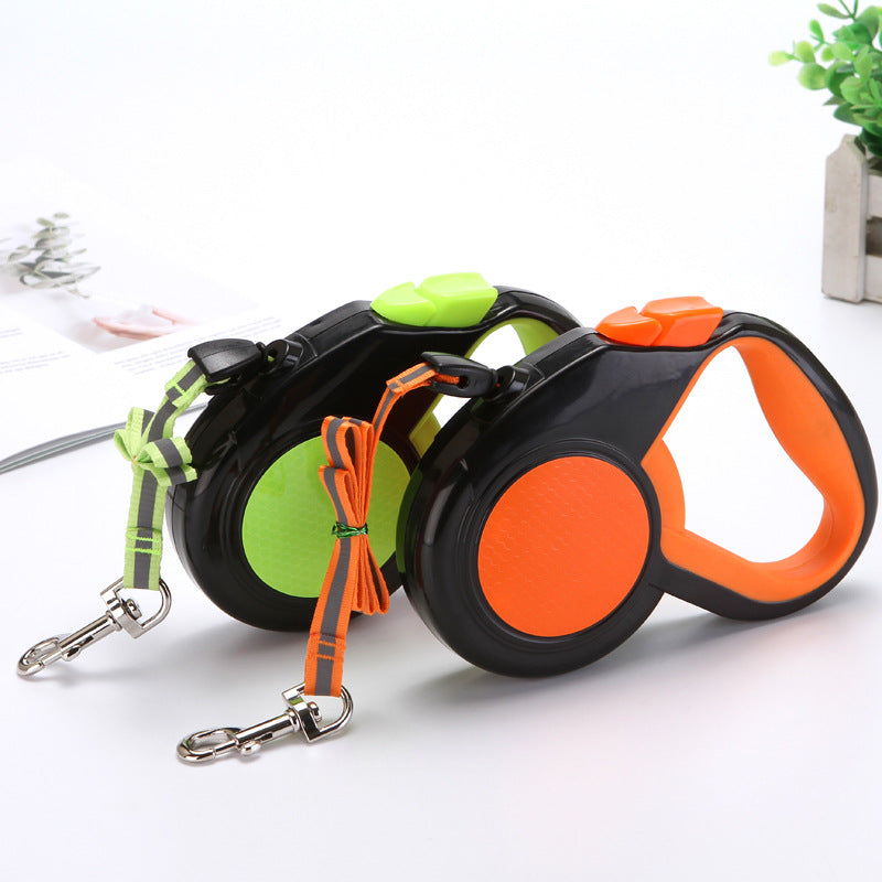 Long retractable dog lead with collar in 2 colour options