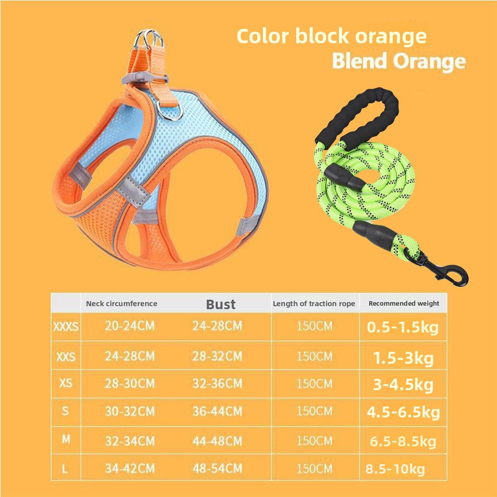 Reflective mesh vest harness and lead set for cats and small dogs, view 82