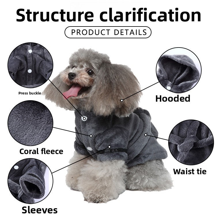 Coral fleece pet bathrobe and towel for dogs and cats, image 1