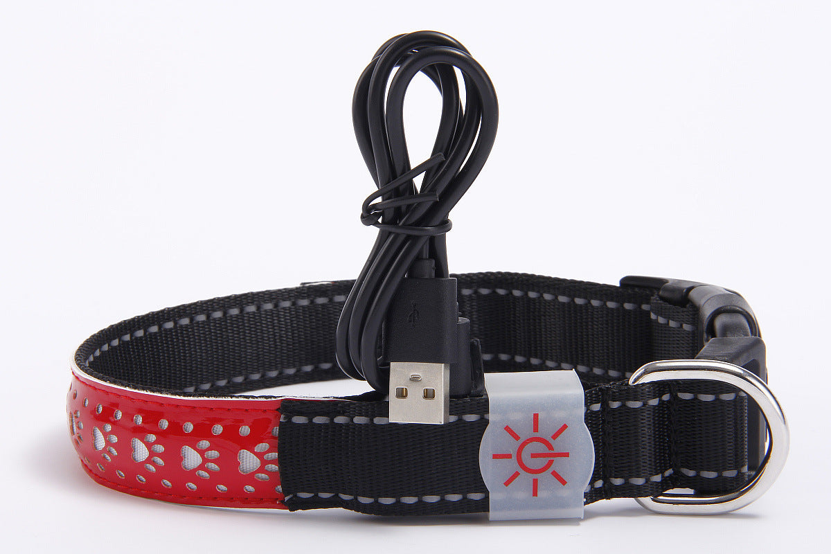 Striped light up collars for dogs and cats in blue and green