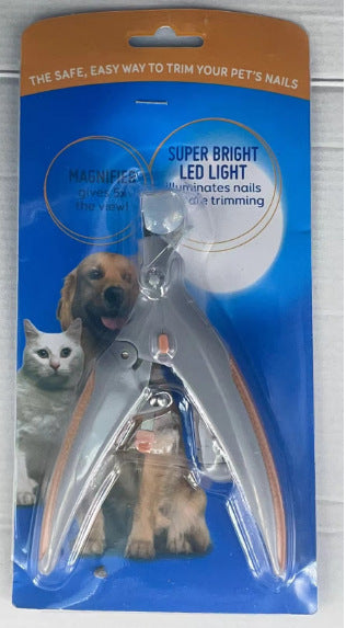 LED Pet Nail Clippers with Anti-Slip Handle and Polishing File