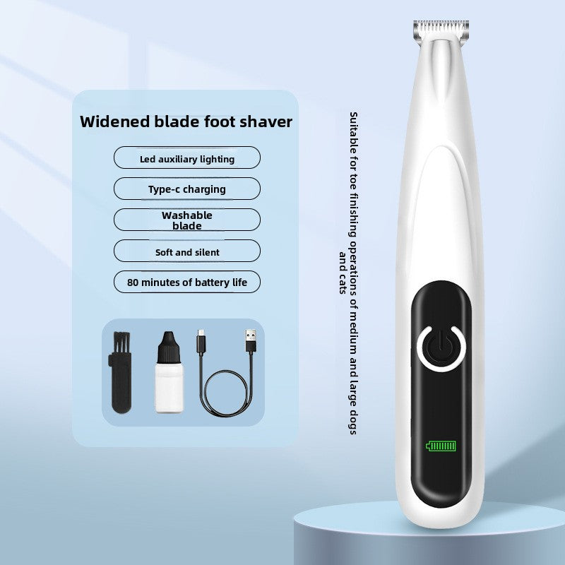 Rechargeable Paw Hair Shaver with LED Light and Ceramic Blade