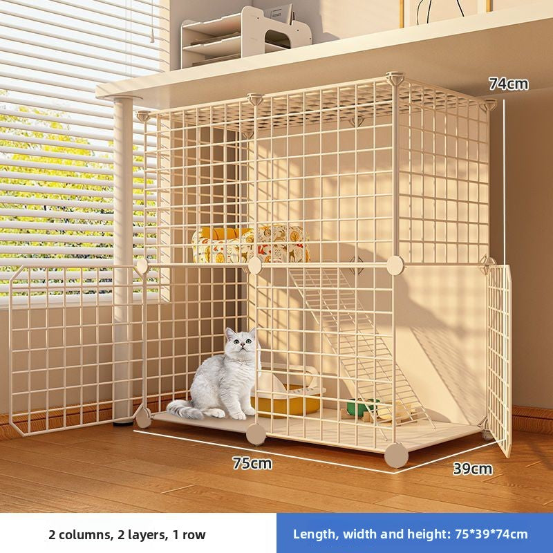 Indoor plastic cat cage with litter area and cat bed, view 39