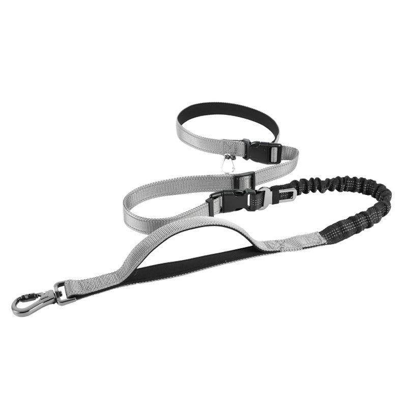 Adjustable hands-free dog lead with reflective stitching, available from Pet Royale UK