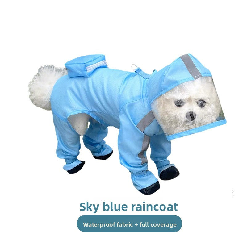 Four leg dog raincoats in five bright colours