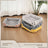 Cotton and linen pet bed mat with blue lucky cat print, view 3