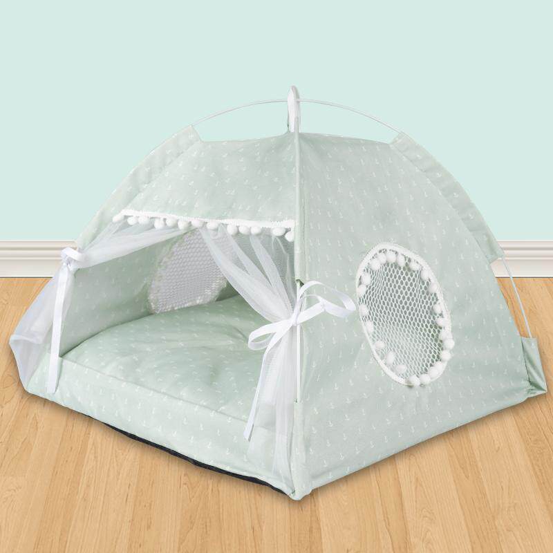 Pink enclosed cat tent bed with soft lining, view 48