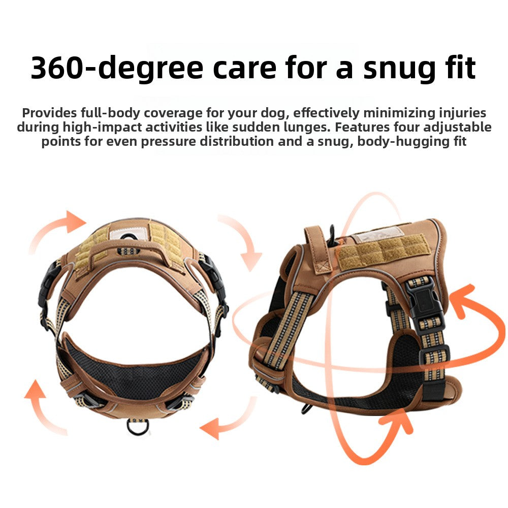 Nylon tactical dog harness with lead, 4 sizes available