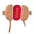 Small dog dressed in a funny frankfurter jacket costume