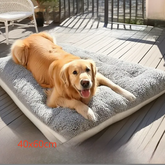 Grey reversible plush pet sleeping mat for dogs and cats, photo 6