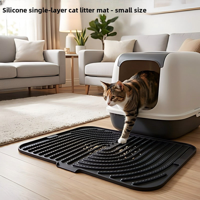 Foldable Non-Slip Silicone Cat Litter Mat, Easy to Clean