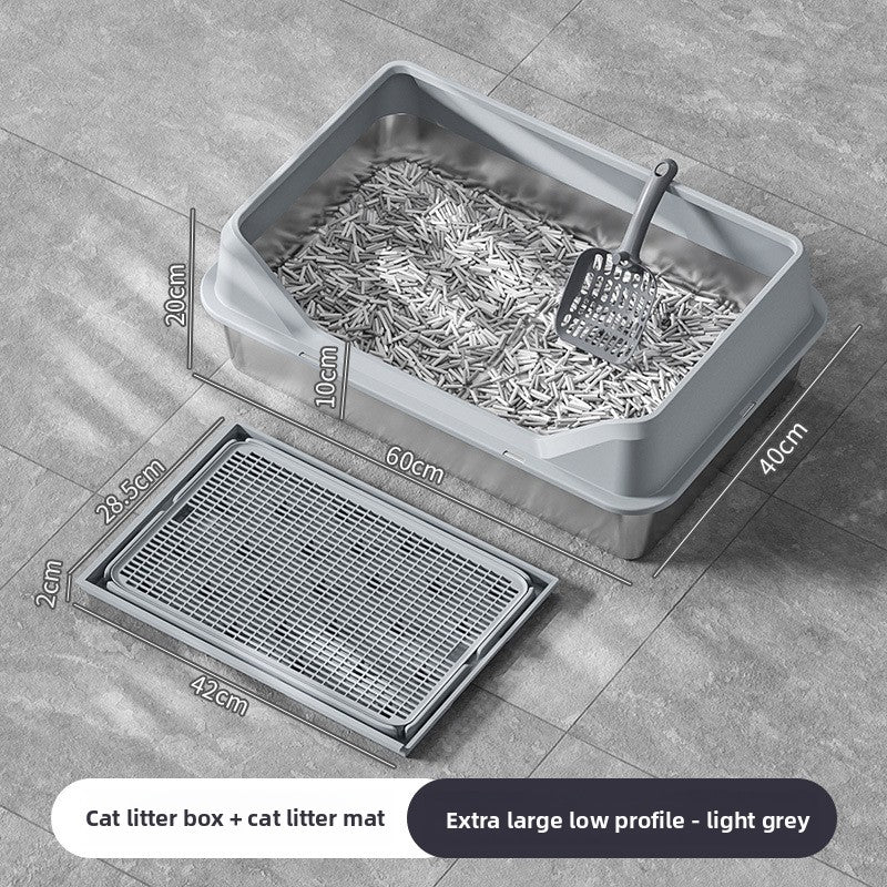 Extra Large Stainless Steel Cat Litter Box with Anti-Splash Cover