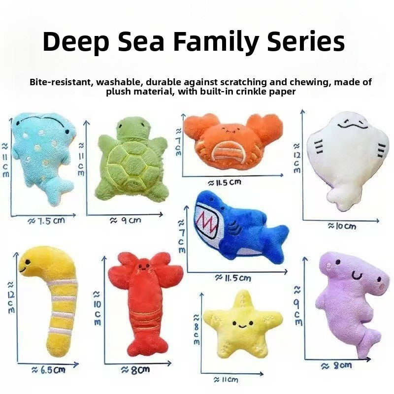 Ten piece sea animal plush dog toy set with one of each design - photo 18
