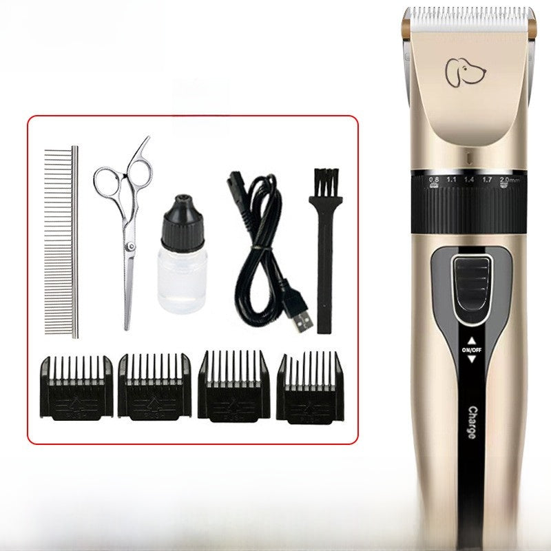 Ceramic Blade Pet Clipper Set with Guide Combs, USB Cordless