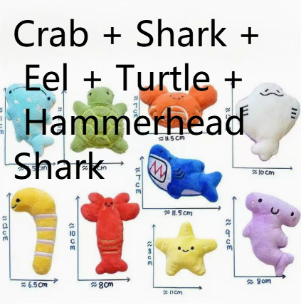 Five piece sea animal plush dog toy set number two in assorted designs - photo 13