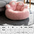 Grey bear paw shaped round plush pet bed, view 21