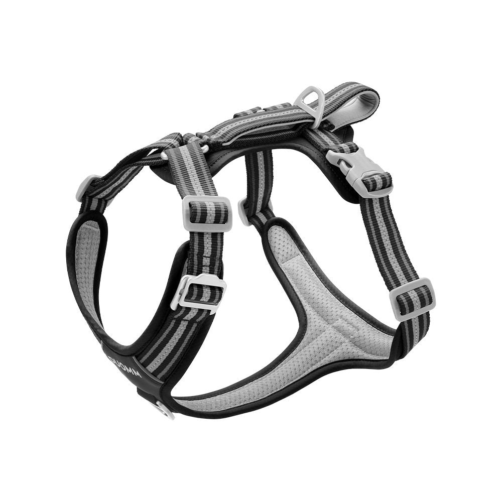 Polyester dog harness and 2.5m lead in khaki and black