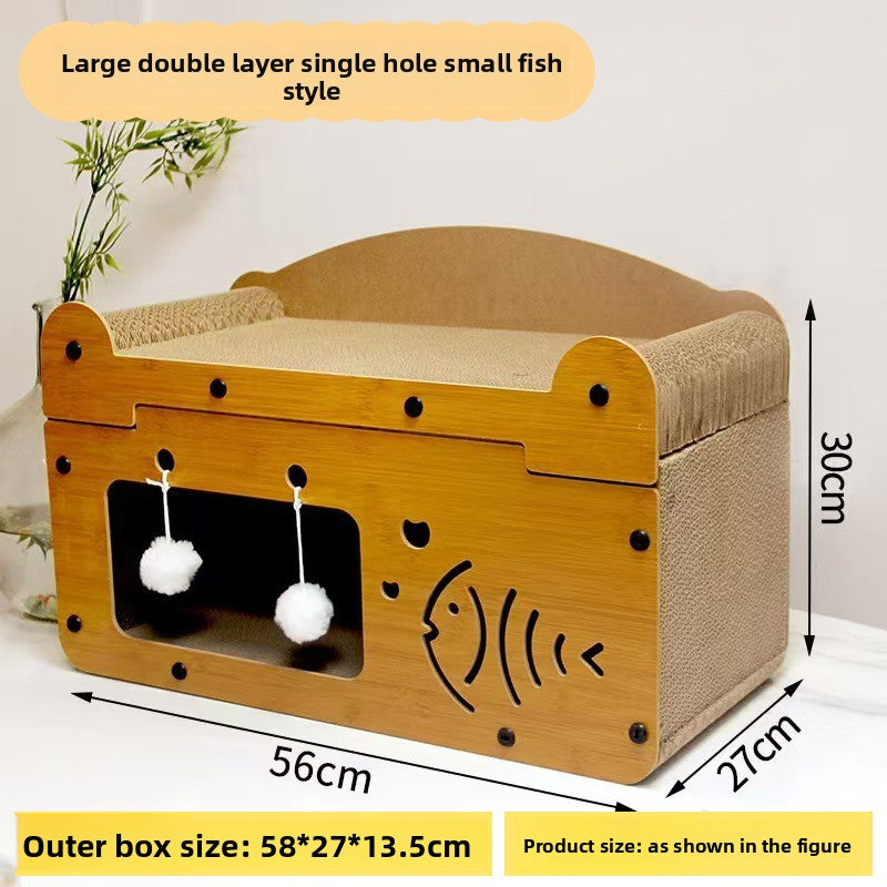 Corrugated cardboard cat scratcher house and den, additional product photo