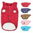 Small dog wearing a bright padded sleeveless gilet