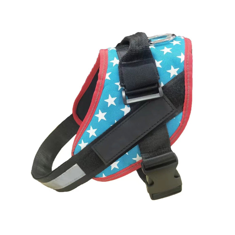 Reflective nylon vest dog harness in black for large dogs