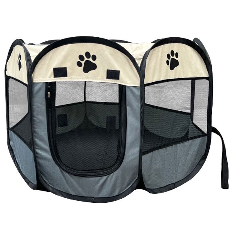 Foldable octagonal pet playpen tent with mesh windows, view 24
