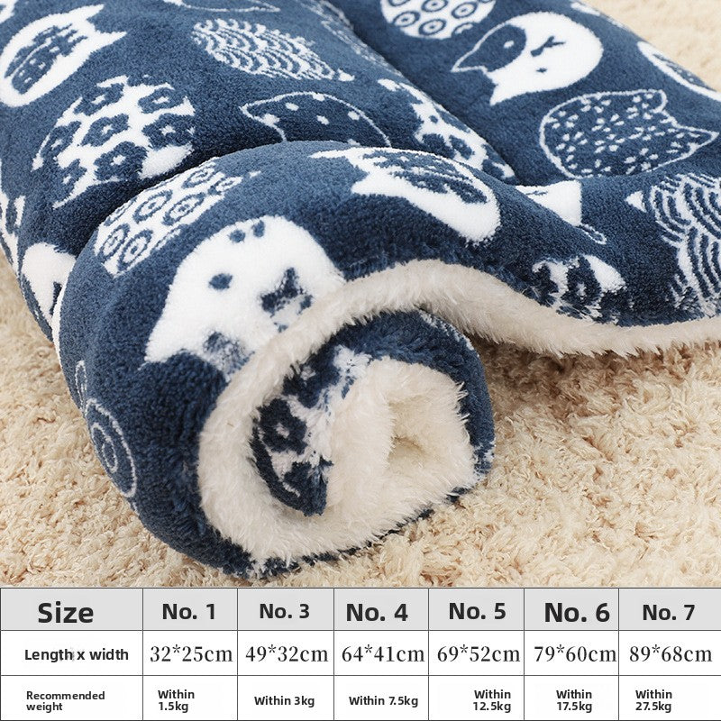 Thick padded pet mat cushion with print in Navy Cat Print, size 49 x 32cm