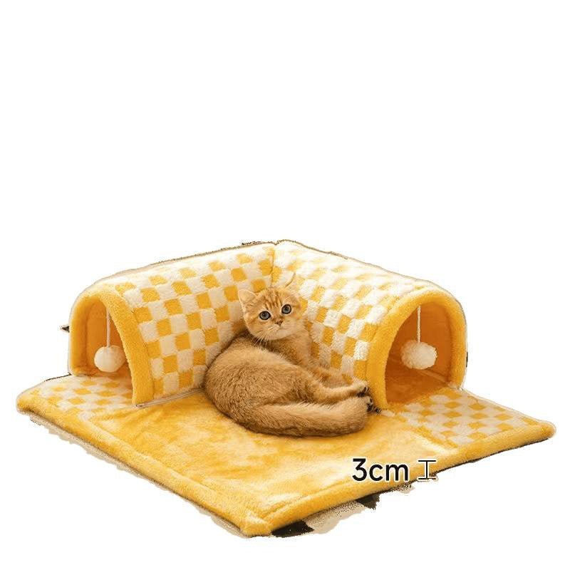 Plush cat tunnel bed with removable cover, detail photo 5