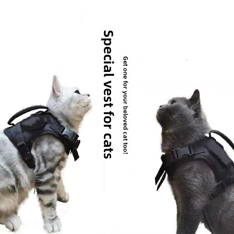 Tactical style cat walking vest with chest strap and lead, product image 3