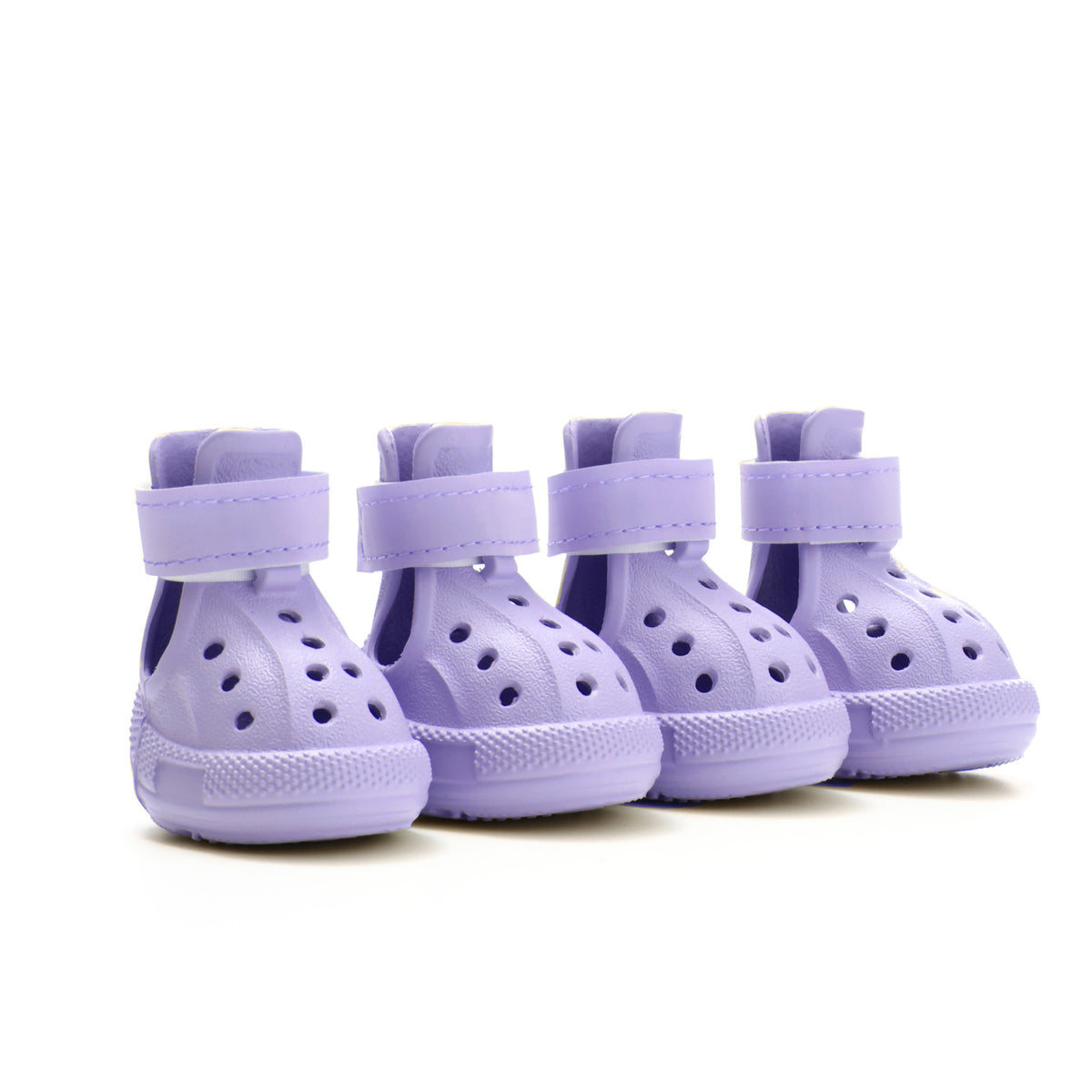 Breathable summer dog shoes with non-slip soles in Purple, material detail