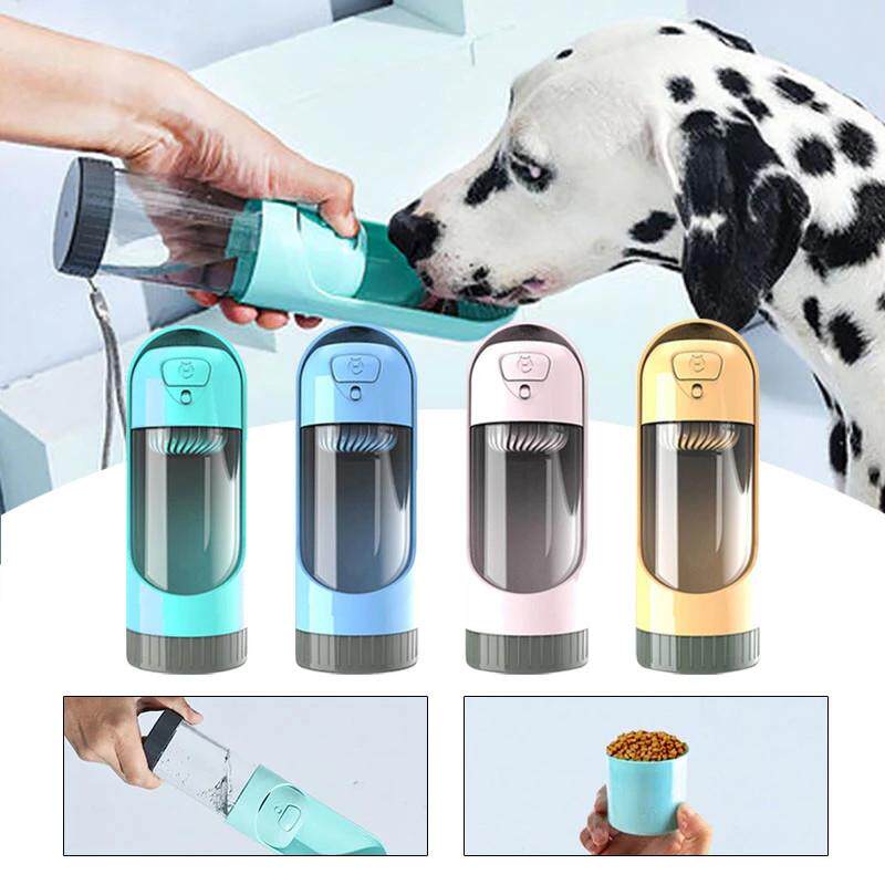Portable Dog Water Bottle, 300ml Travel Bottle with Built-In Bowl and Filter Options