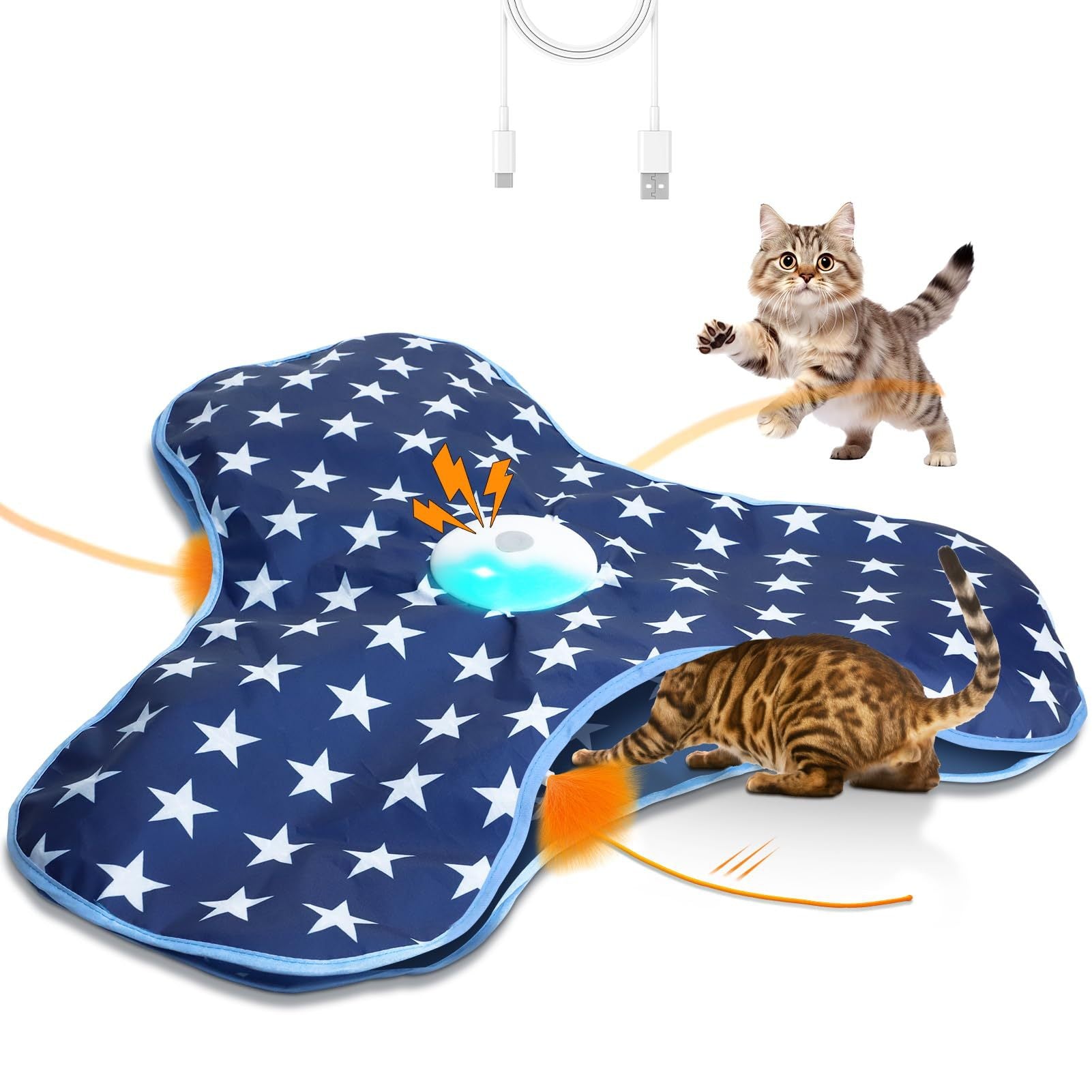 Interactive cat play cover with sound in sky blue, photo 3