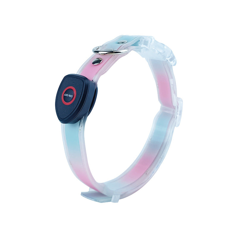 Green and purple LED dog collar with USB charging cable