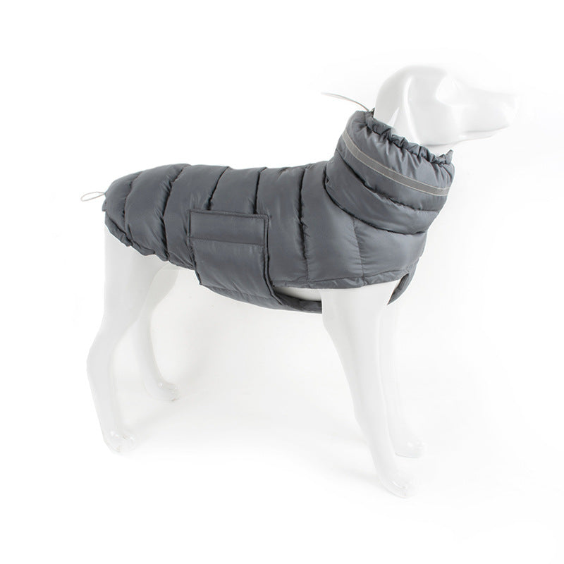 Padded cotton dog coat with warm high fill lining in Lotus Pink, material detail