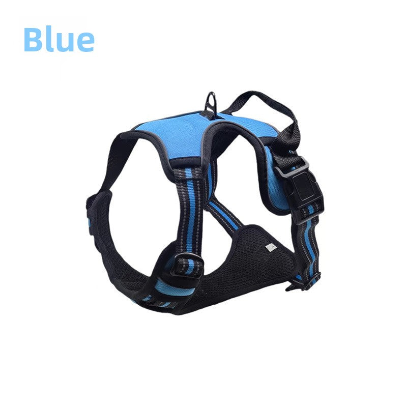 H shape reflective dog harness for medium and large dogs in black, view 13