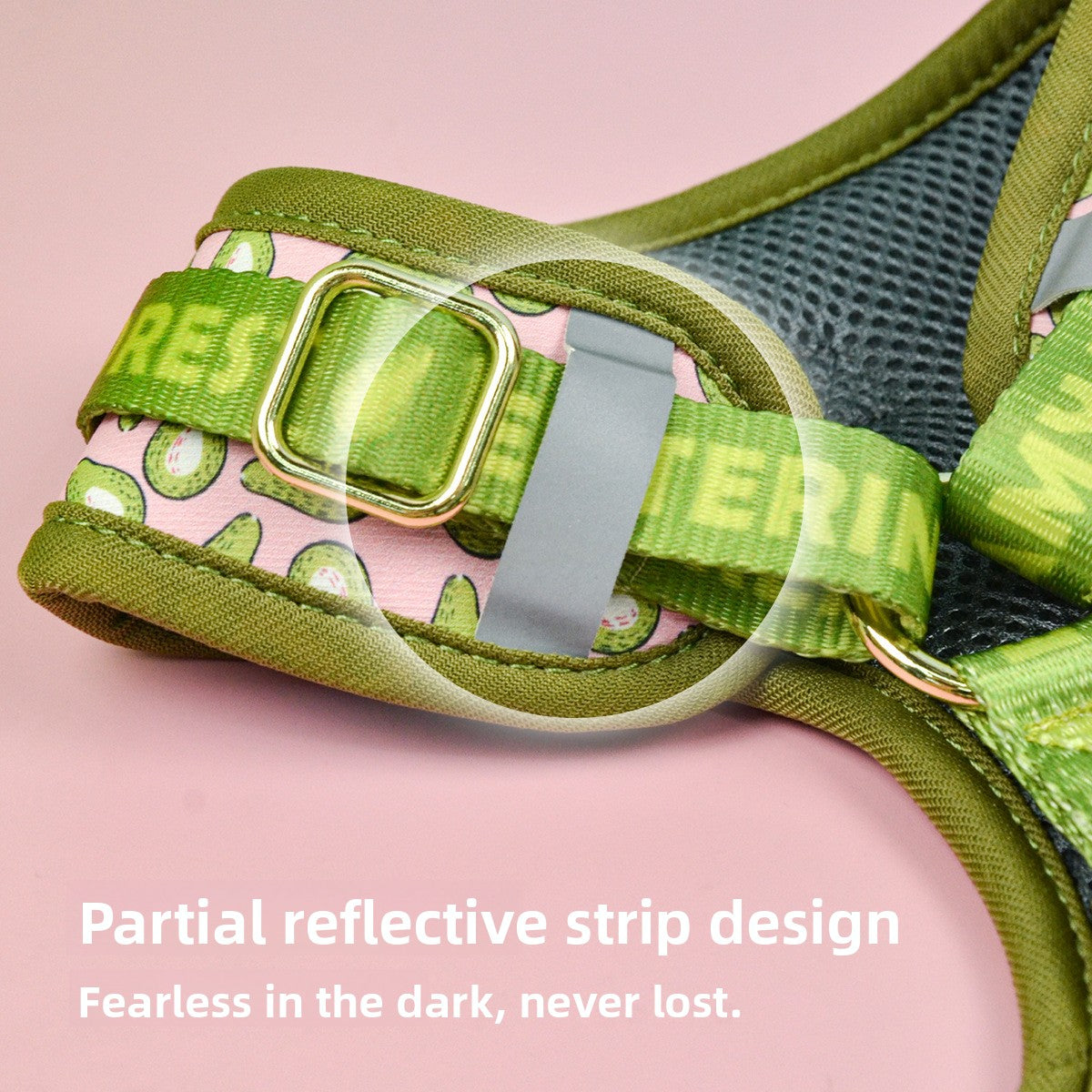 Patterned dog harness with ID tag in purple heart print, product image 3