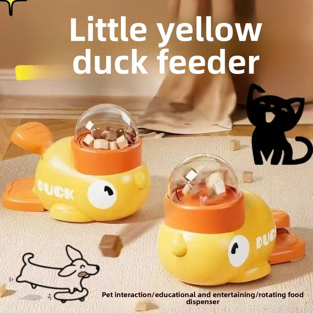 Interactive Yellow Duck Treat Dispensing Toy for Cats and Dogs to Reward Play