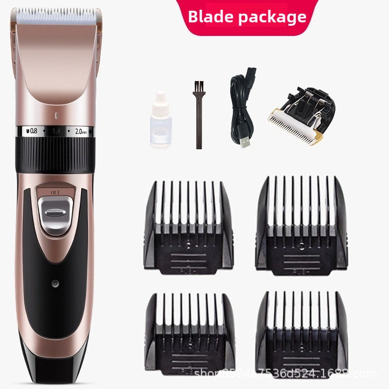 Pet Hair Clipper Set with 4 Limit Combs, Rechargeable Dual Voltage