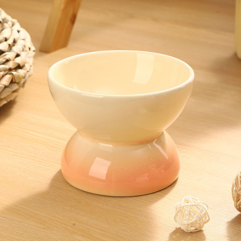 Ceramic Raised Pet Bowl with Gradient Finish for Cats and Small Dogs, Food or Water