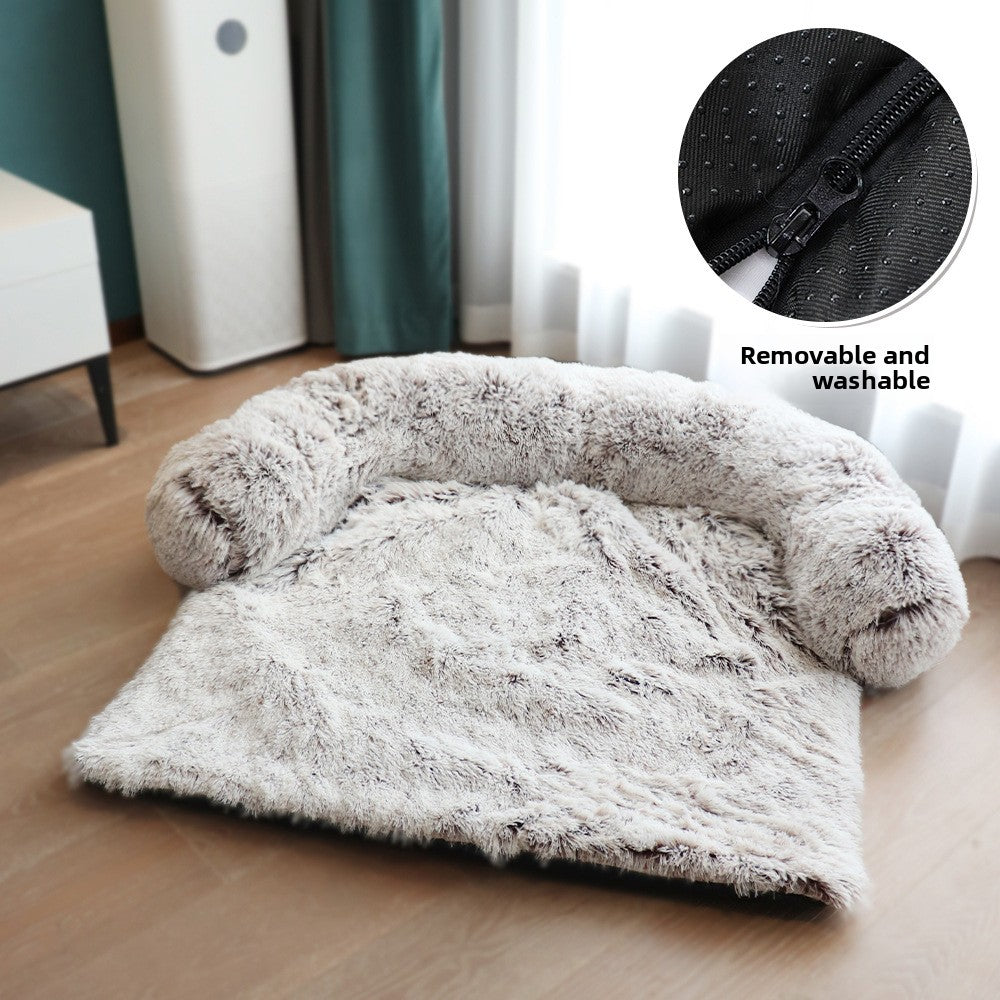 Fuzzy Blanket Pet Bed with Washable Removable Cover