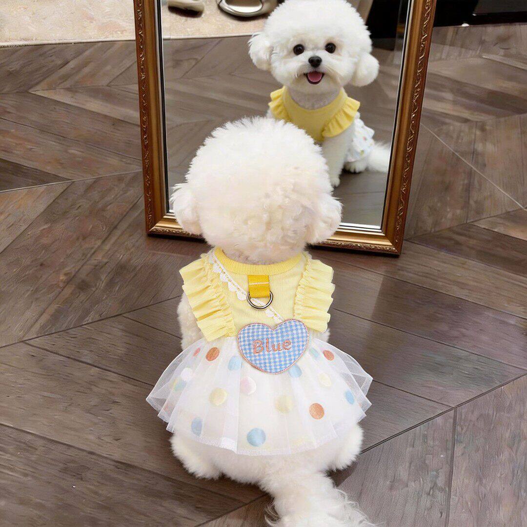 Yellow summer princess dress for small dogs and cats, in Yellow, image 1