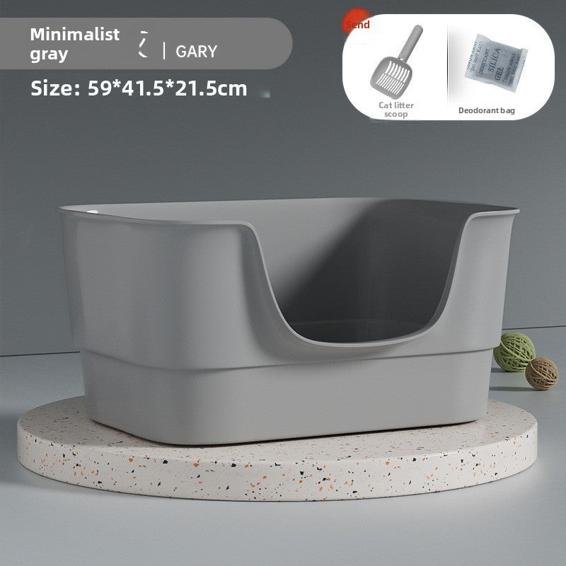 Extra Large Semi-Enclosed Cat Litter Box with Scoop, Thick PP