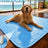 Breathable pet cooling mat with blue wave pattern