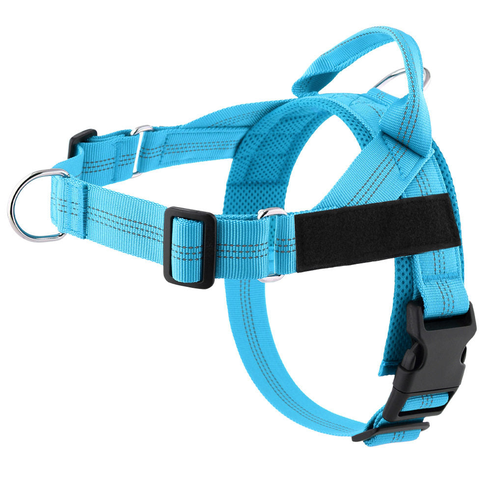 Wide chest nylon dog harness with front buckle and metal hardware, product image 42
