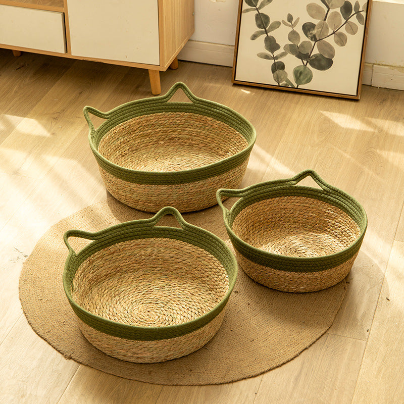Natural cattail basket cat nest with soft pad, product image 2